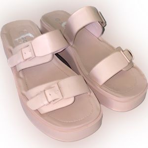 Pink soda buckle platforms